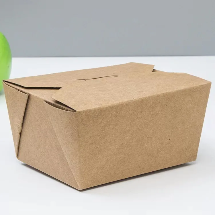 Wholesale Eco-Friendly Craft Paper Take-Away Lunch Box Kraft Meal Packaging with Embossing and Matt Lamination Folder Type