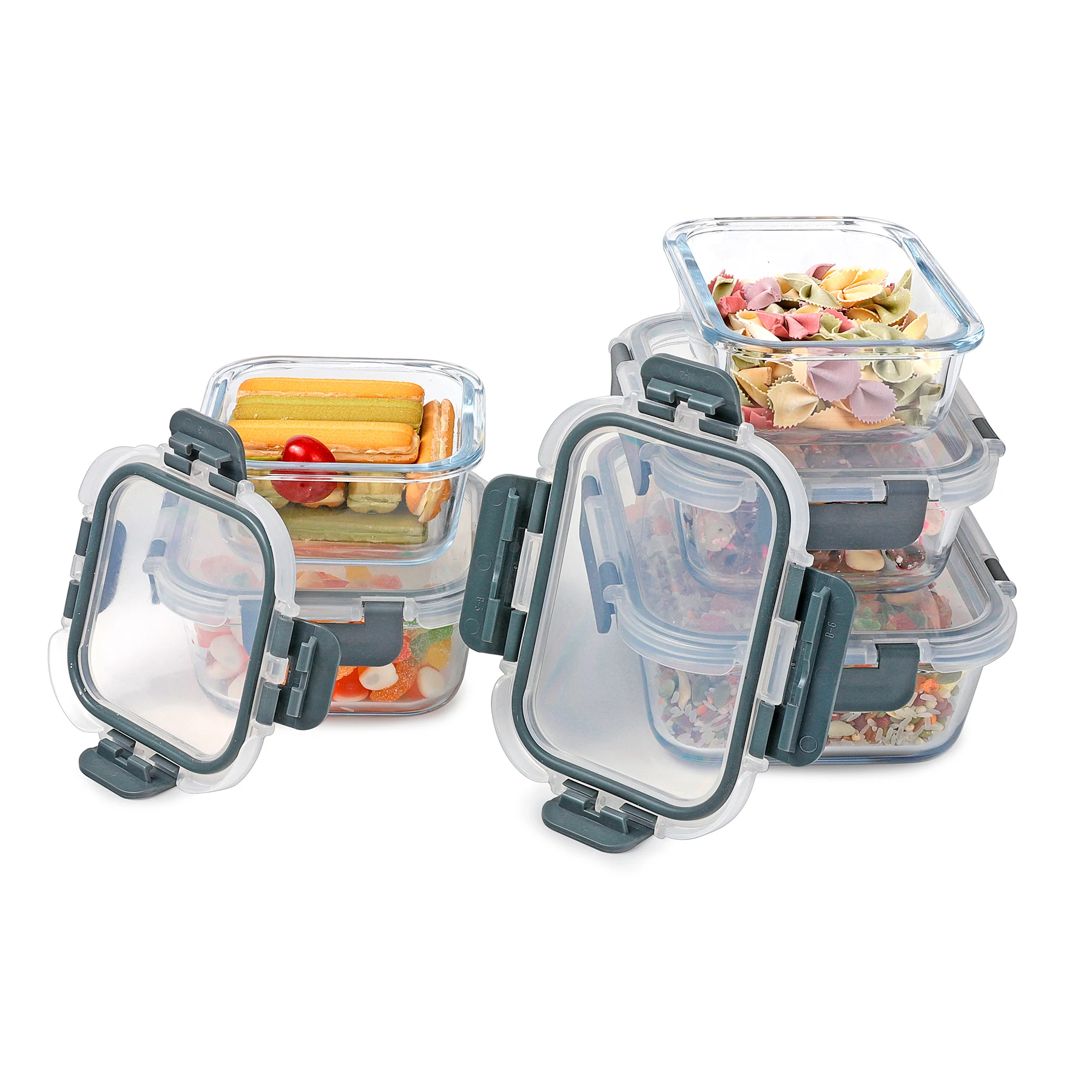 Professional 3 compartment glass lunch box baby storage containers food container with lid