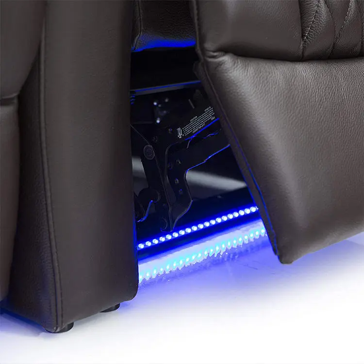 Italian leather home cinema sofa comfortable theatre seat electric recliner chair with wireless charger and led lights