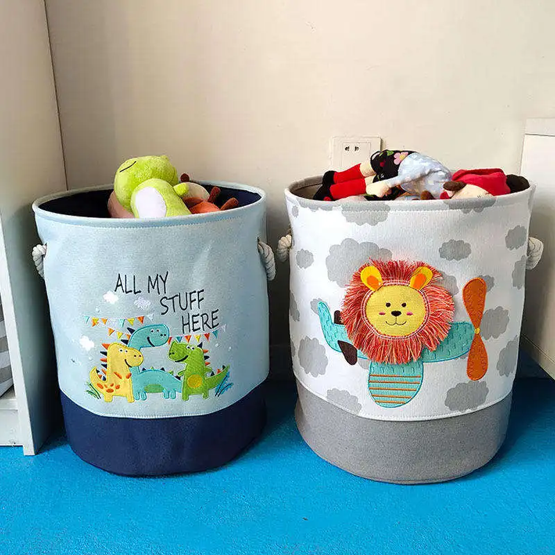 3 layer Large Baby Laundry Basket Bin Cartoon Animal Foldable Toy Storage Bucket Picnic Clothes Basket Box Canvas Organizer Bag