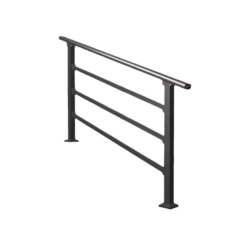 Customize Black Metal Heavy Duty Stair Railing Indoor Wall Mounted Iron Staircase Handrail Hand Railings Kit for Garage Basement