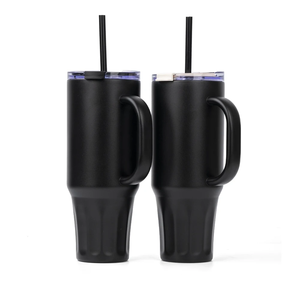 40oz Double Wall Vacuum Insulated Tumbler Cups Stainless Steel Coffee/Tea/ Beer Tumbler In Bulk With handle And Straw