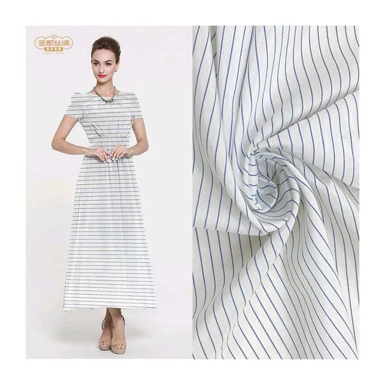 
140 width dress garment fabric silk cotton horizontal strip fabric silk 20% cotton 80% 