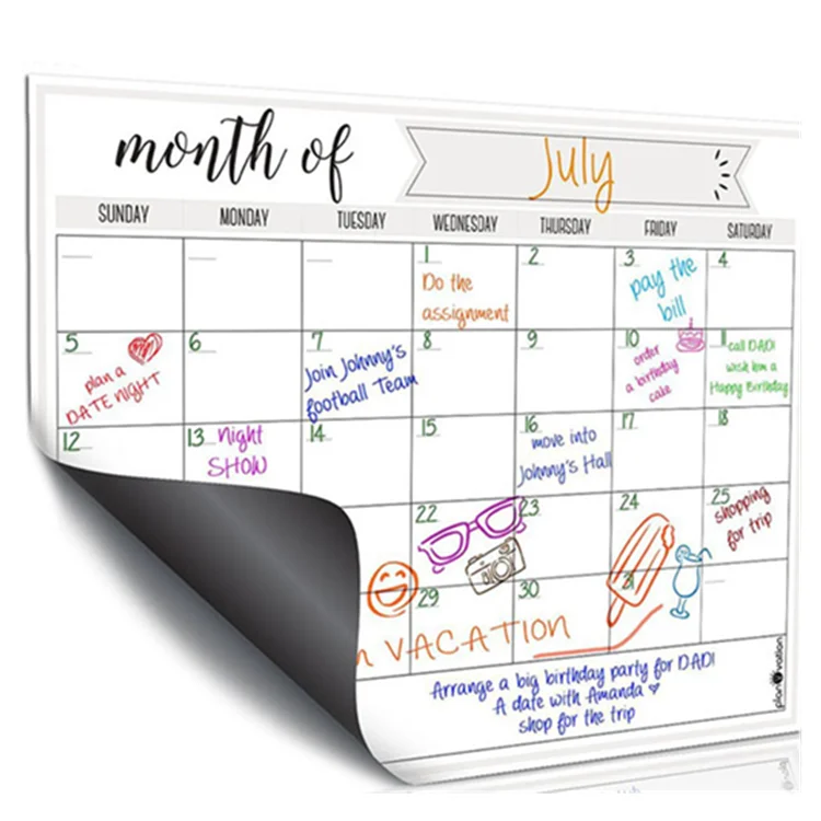 Custom Fridge Magnet Meal Planner Manufactured Stain Resistant Fridge Magnet Calendar for Refrigerator