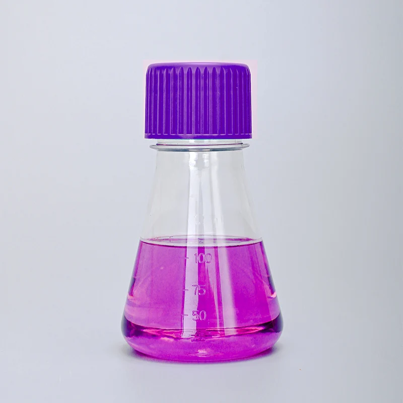 Laboratory Medical Conical PC Plastic Erlenmeyer Shake Flask with Baffled Bottom 125ml 250ml 500ml 1000ml