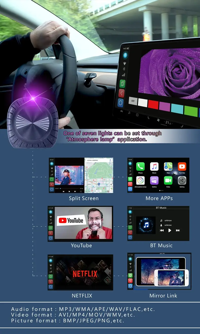 2022 ux999 Pro 9.0 Upgrade 10 4 64g Applepie 2 ux-999 Car Play Mini Android Wireless CarPlay AI Box ux 999