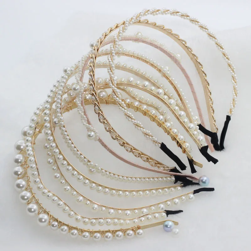 Korean ladies wedding headwear bridal hair band girls hairband rhinestone pearl headbands for women