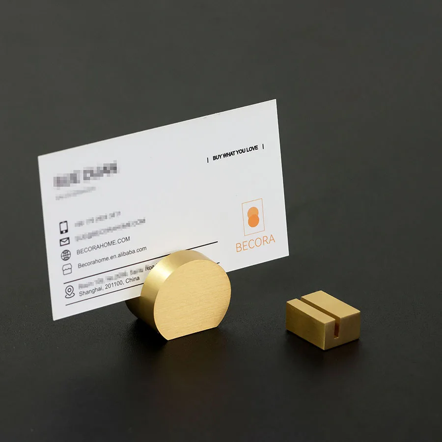 Modern Solid Brass Business Card Holder Brushed Satin Brass Card Stand Place Card Holder Office Desk Accessory Display Stand