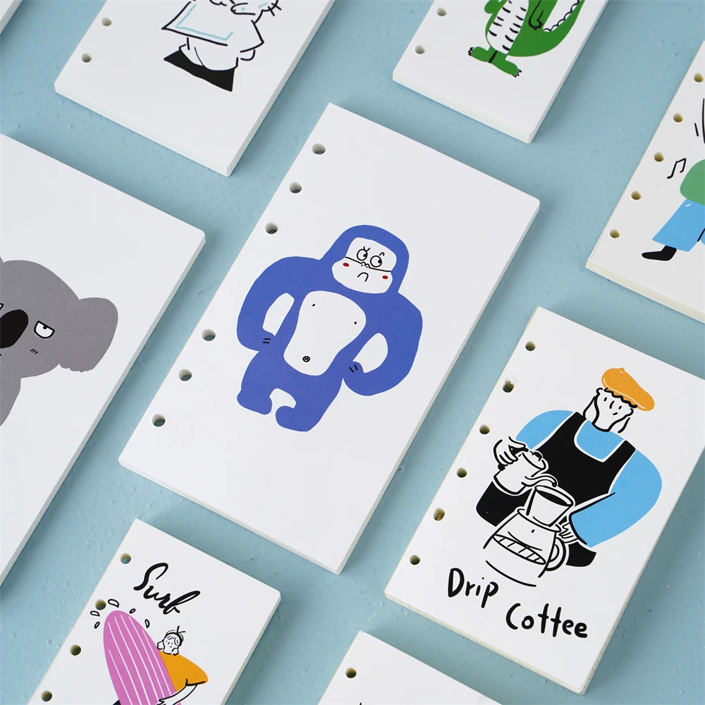 Custom logo printing inner pages A5 A6 A7 loose leaf note book refill spiral 5 rings binder horizontal line diary notebook