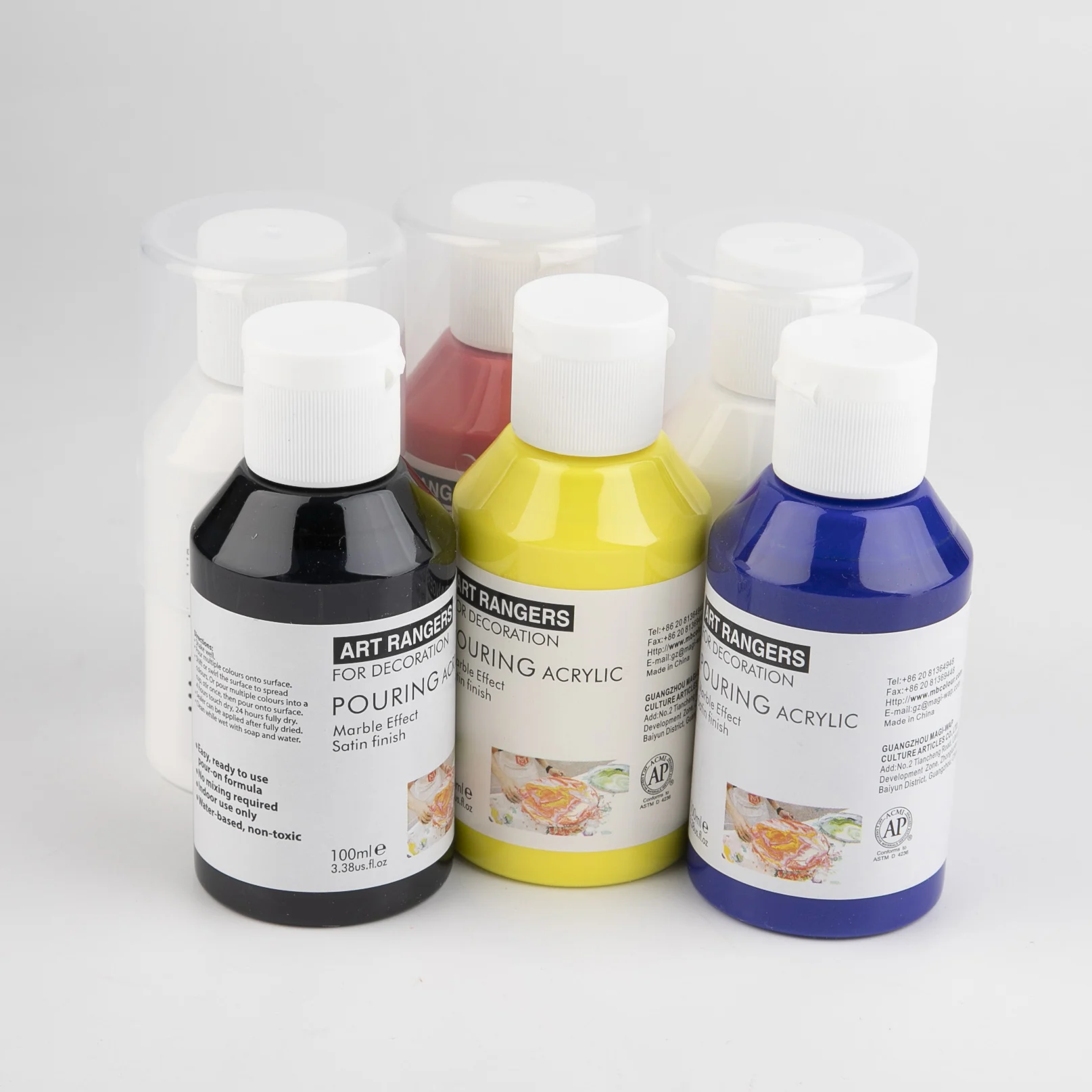 Hot-selling 6 Colors 100ml Non-Toxic Acrylic Pouring Paint Set for Kids Painting