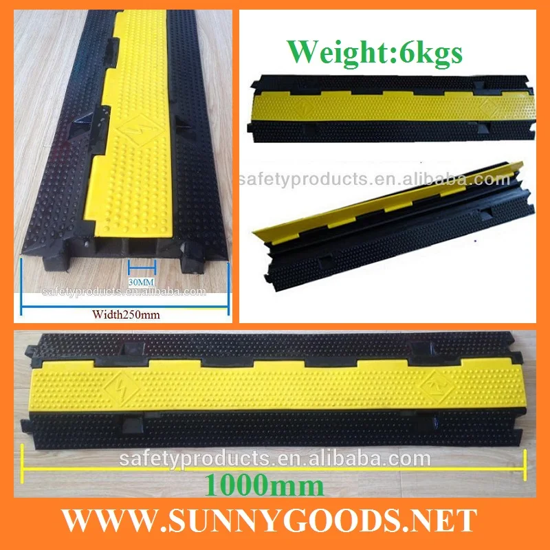 2 channels rubber floor cable duct