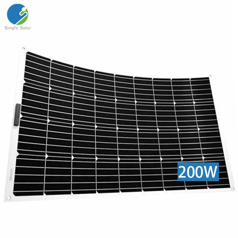 Singfo Solar 200w Wholesale Efficient 20V ETFE Monocrystalline Kit Solar Panel Flexible For Boat RV