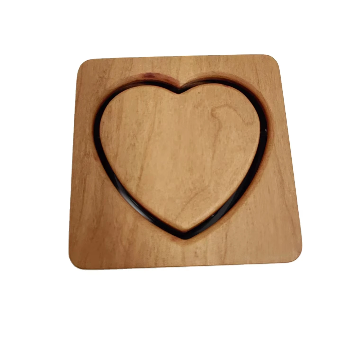 Custom Logo Heart Wood Ring Box Packaging Luxury Gift Ring Case Mini Boxing Ring Wedding Jewelry Display Storage Boxes