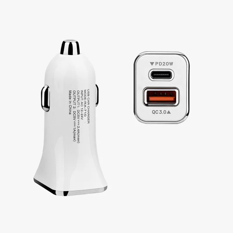 USB C Type PD Car Charger QC 3.0 20W USB Fast Charging USB-C Phone Chargers For iPhone 12 13 Pro 14 Xiaomi Huawei Samsung Charge