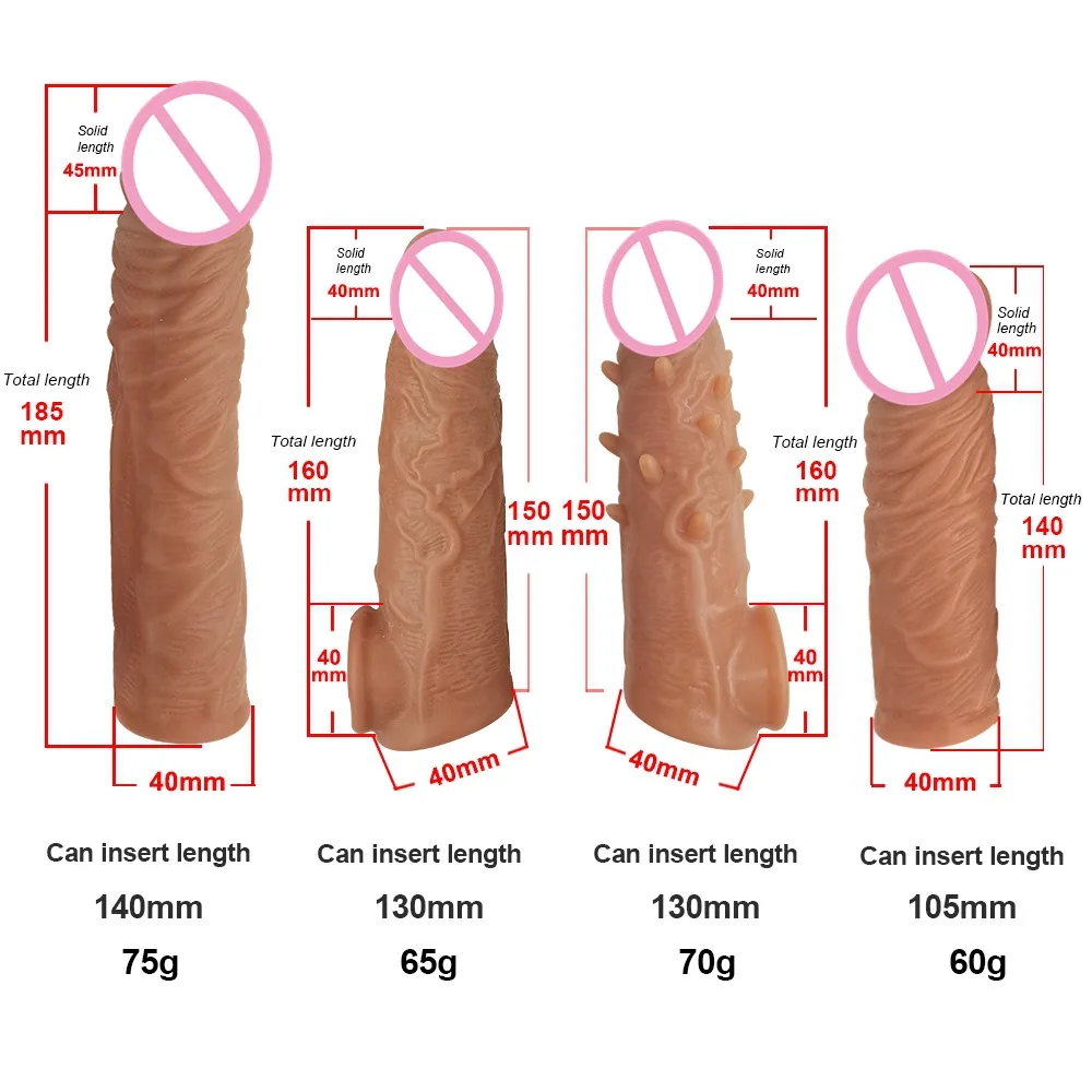 Hot selling Realistic Penis Extension Cock Sleeve Reusable Tpe Penis Enlarger Delay Condoms For Men Dildo Enhancer Sex Toys
