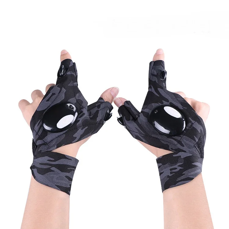 fish camping luminous LED flashlight Bicycle gloves work outdoor sports gloves fish household fishing gloves