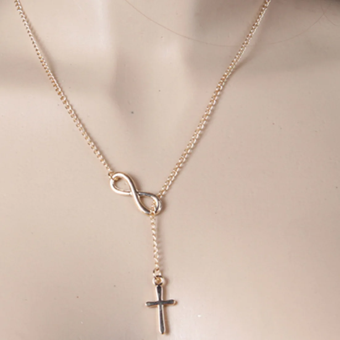 925 sterling silver chain 8 Choker Statement Cross Pendant Necklace for women Infinity Cross Lariat Necklace