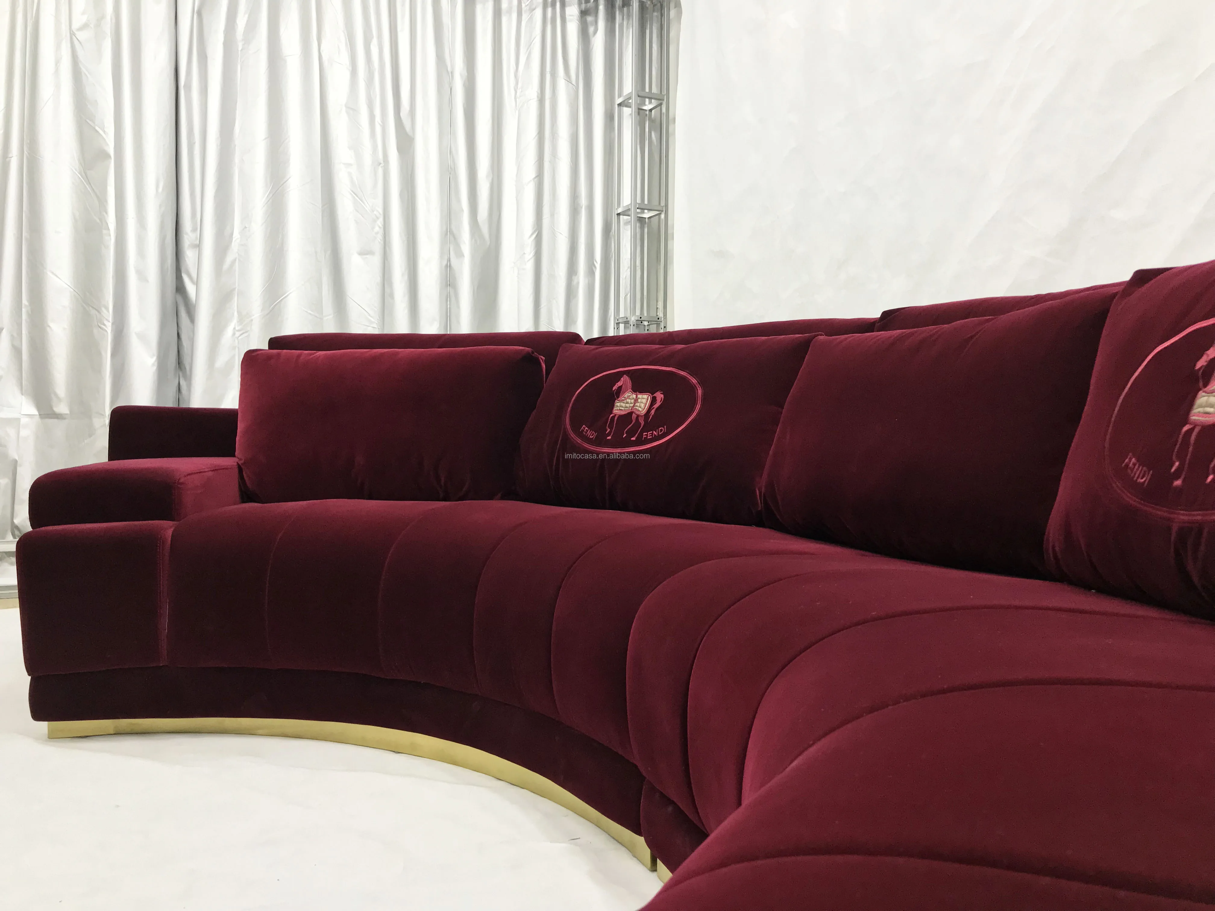 
Luxury Italian Furniture Red Wine Sofa Set 7 Seater Half-Round Sofa Couch / FF Style Multicolor Home Furniture Modern Sofa Bed 