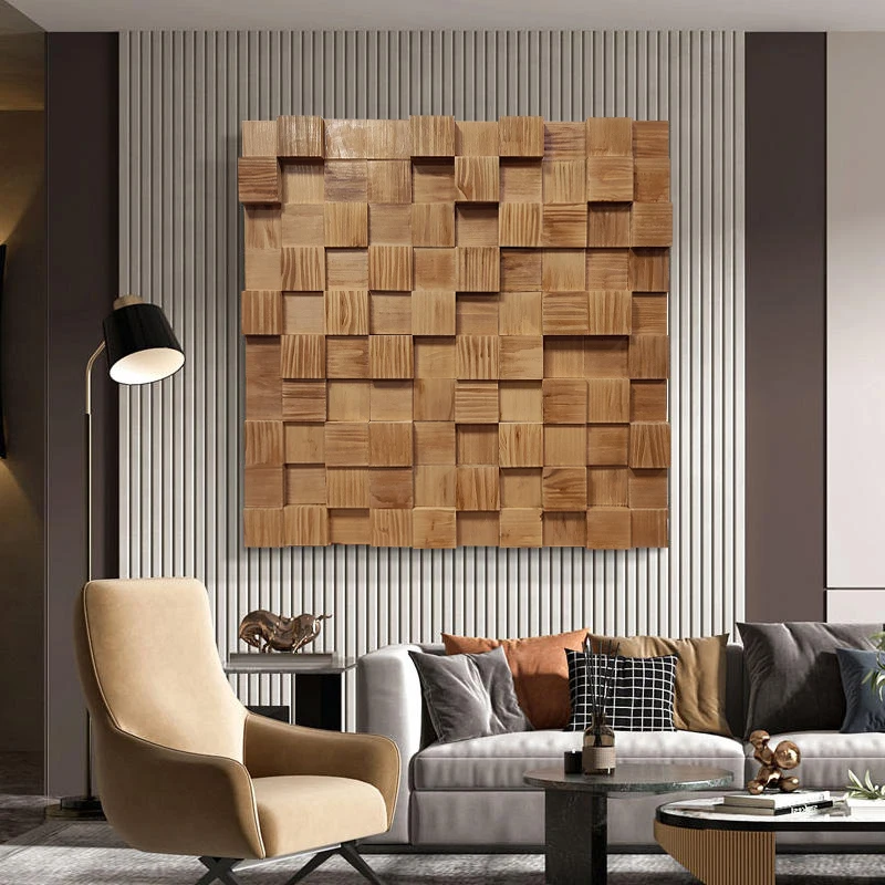 3D Three-Dimensional Wood Original Wood Grain Mosaic Real Painting Wholesale Art