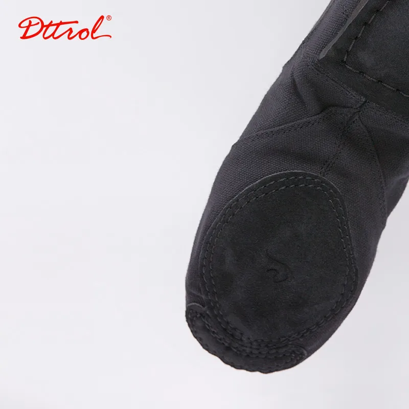 Dttrol Exquistie Black High Stretch Canvas Dance Shoes Split Sole Black EVA Jazz Shoes for Women Men Jazz Shoes
