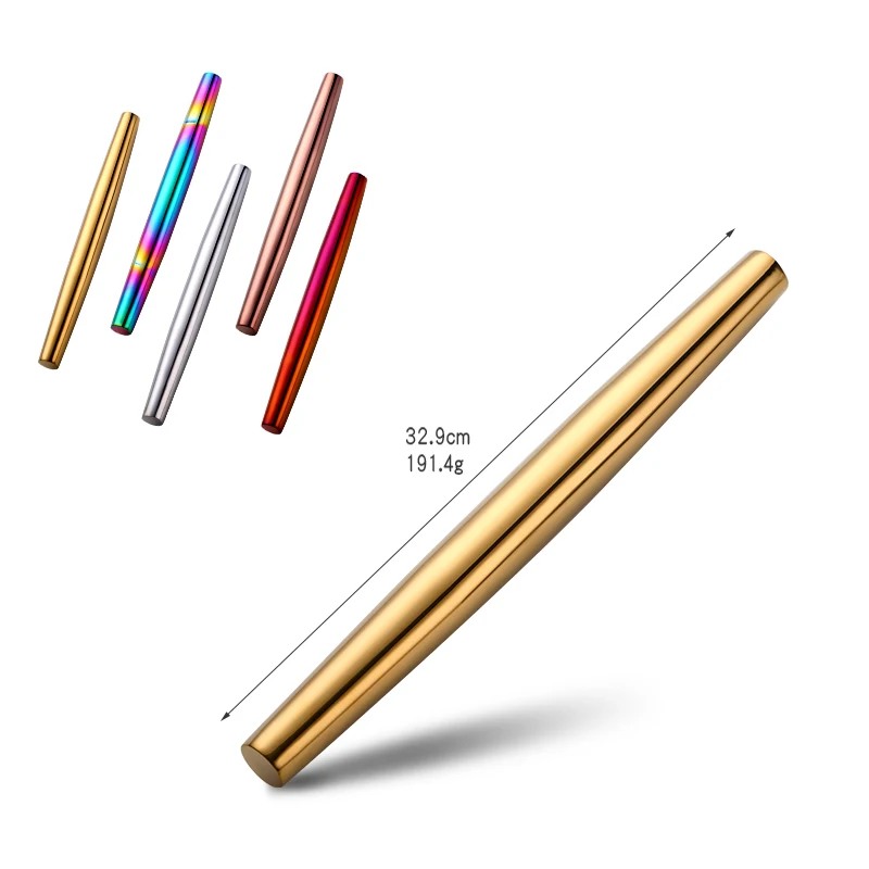 Baking Tools Cake Pizza Pasta Baker Roller Stainless Steel Dough Wrapper Rolling Pin