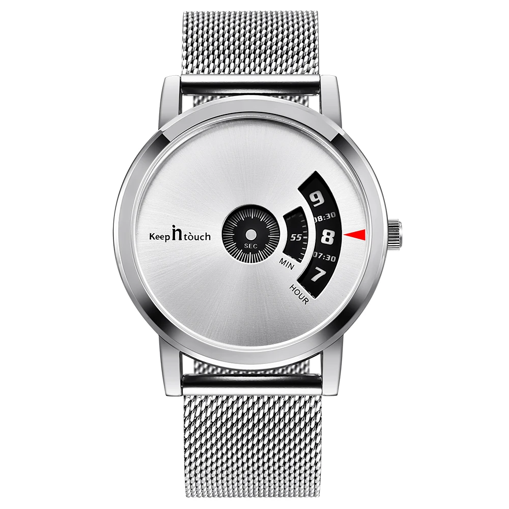 Stylish mens minimalist watches low moq custom logo mesh strap watch