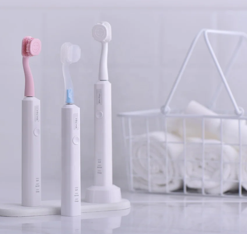 
2020 New 3 sided 360 silicone bristle flexible automatic Chargeable sonic toothbrush 