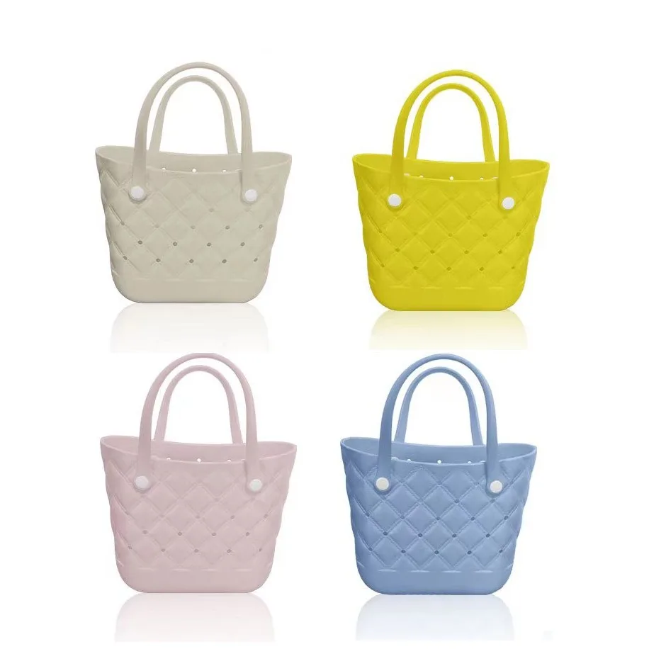 New EVA Beach Bag Small Waterproof Washable Tote Lightweight Cute Tote Bag for Beach Boat Pool Work School Sports 26*20*11