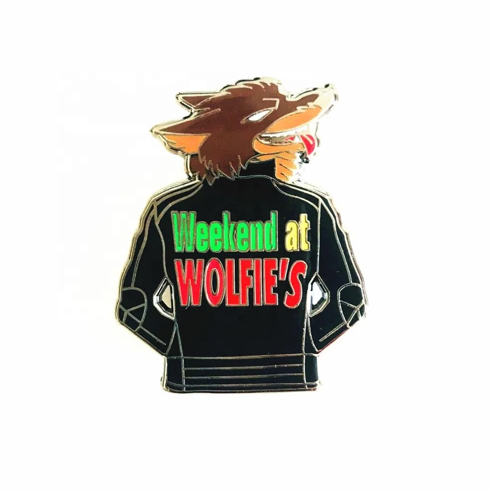 
 Индивидуальный дизайн, бесплатный образец, булавка «волк» из цинкового сплава, металлическая жесткая эмалированная булавка для лацкана для одежды  