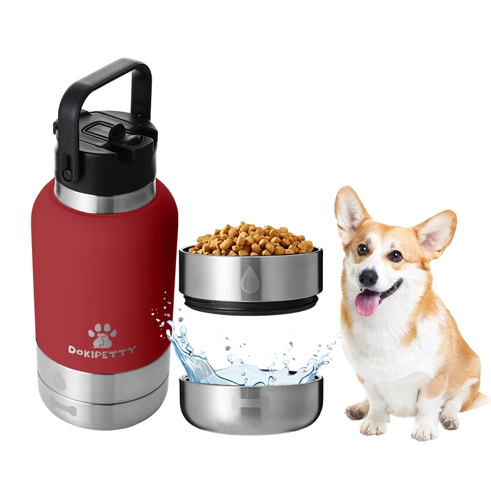 Best Seller Leak Proof Portable Puppy Pet Water Bottle Dog Water Bottle for Outdoor Walking Travel with Two Pet Feeder Bowls