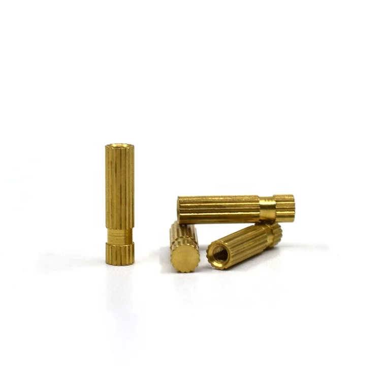Custom long brass insert nut manufacturer blind hole knurled copper round head heat set threaded heating bolt n nut for plastic