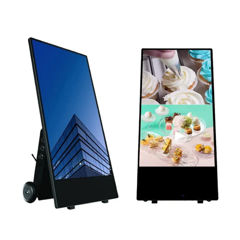 Outdoor 32inch Lcd Portable Advertising board High Brightness 1800 nit Waterproof Movable Kiosk Foldable Battery Digital Signage