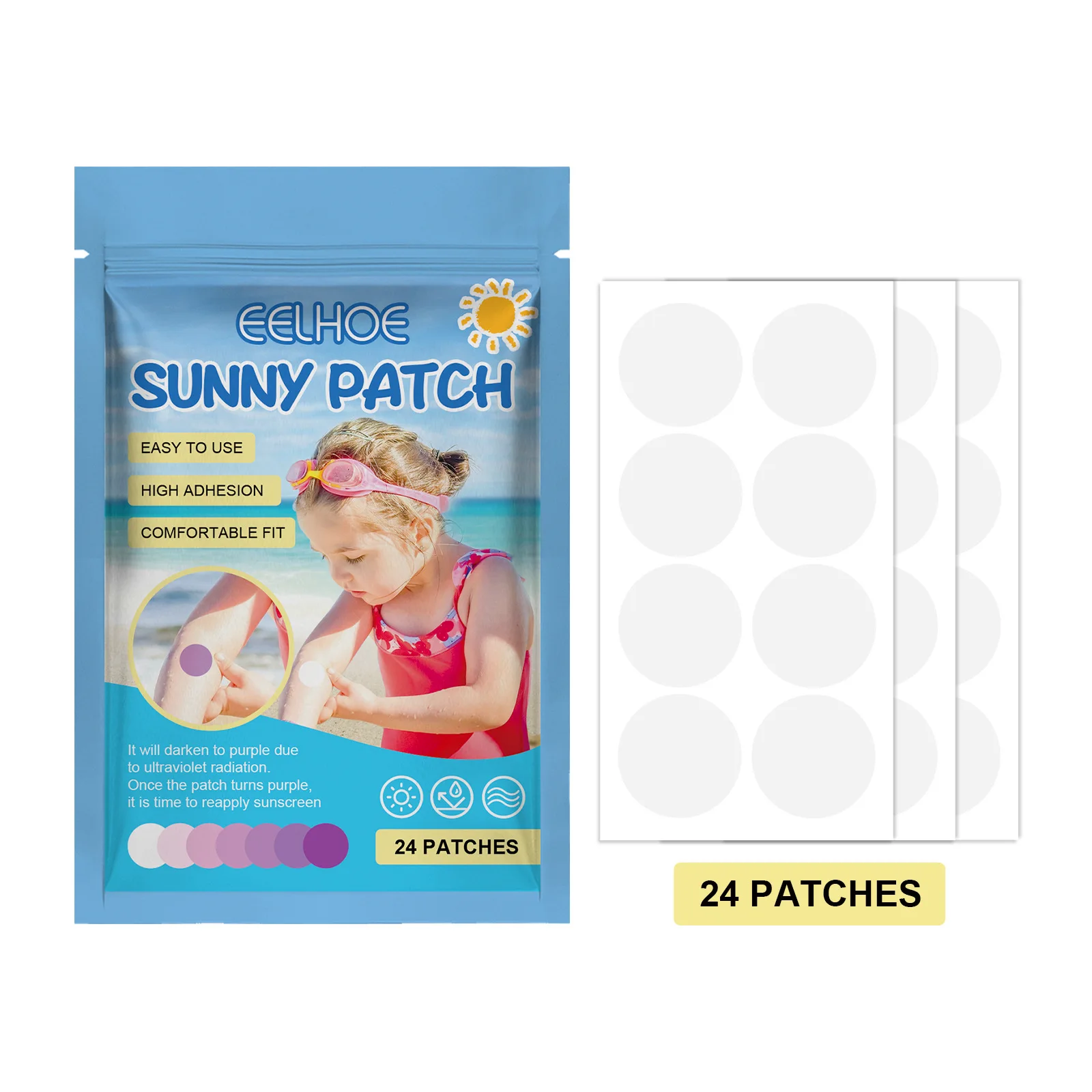 EELHOE Portable Round Shaped Sunblock Patches Stickers for UV Protection Make 99.5% sunscreen patch sensitive skin