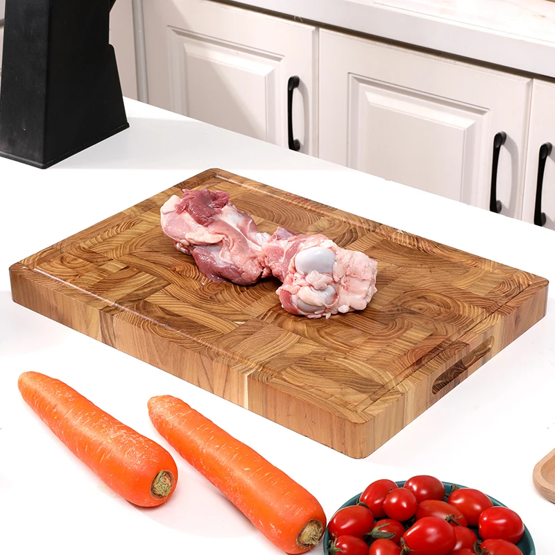 Natural Wood Cutting Board with Handle Wooden Kitchen Chopping Board Thick Dishwasher Safe for Meat Cheese Vegetables Fruits