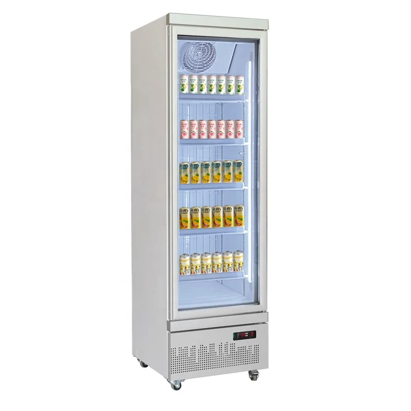 automatic convenience store drinks standing vertical glass door showcase vending machine fridge refrigerator