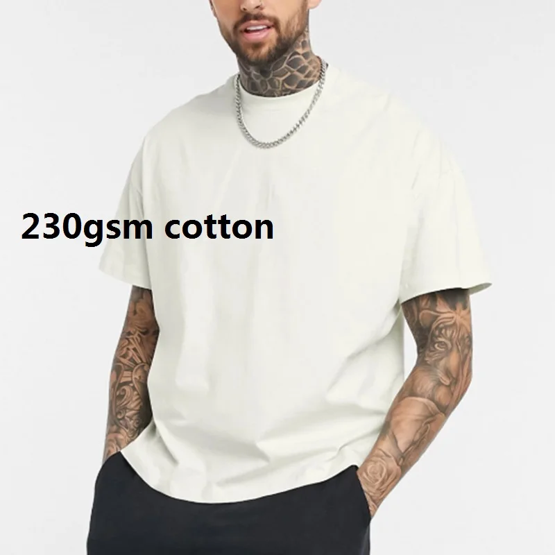 Wholesale 230gsm Combed Cotton Tshirt unisex manufacturer blank plain high street casual oversized tshirt