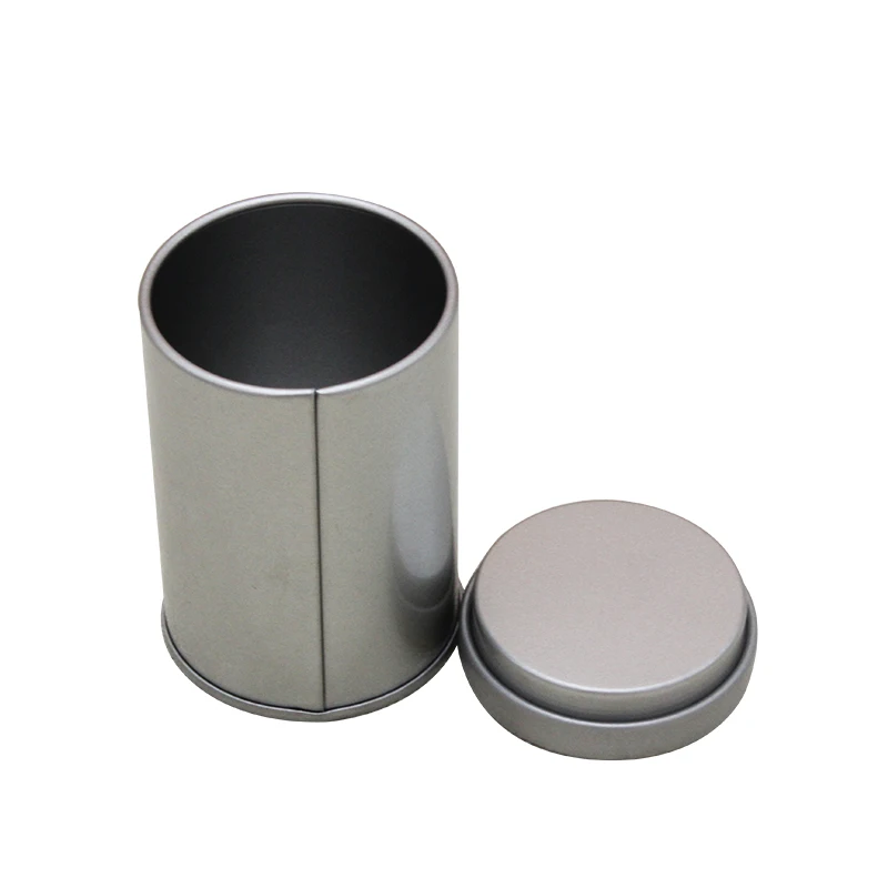 Custom airtight metal round silver blank tin box tea tin green tea packaging with plug in double lid