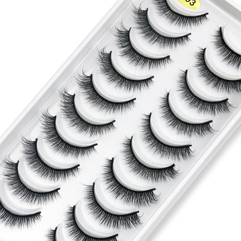 Wholesale False Eyelash 3d Natural lashes 10 pairs faux mink eyelash short strip natural faux mink false lashes