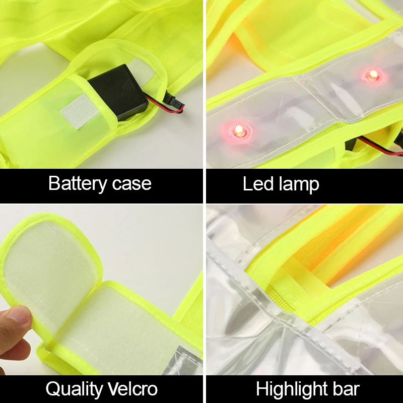 V Shape LED Battery Reflective Belt Cycling Vest Safety Vest High visibility for Traffic Runner Uber Driver