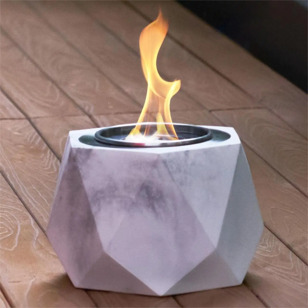 SUNBOW Ethanol Tabletop Fire Pit White Smokeless Indoor Table Top Fire Pit Bowl Smores Maker Portable Bio Ethanol Fireplace