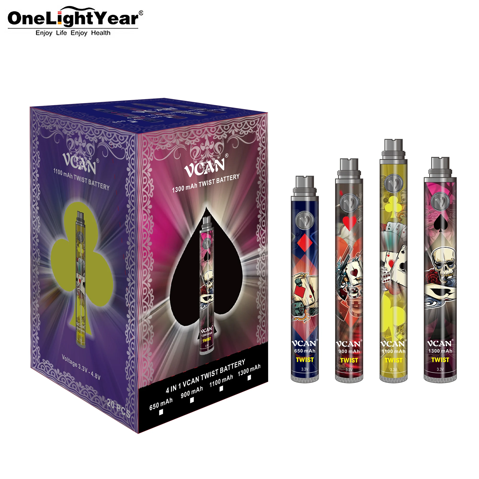  Newest cbd twist battery 510 tready adjust voltage vape pen 650/900/1100/1300