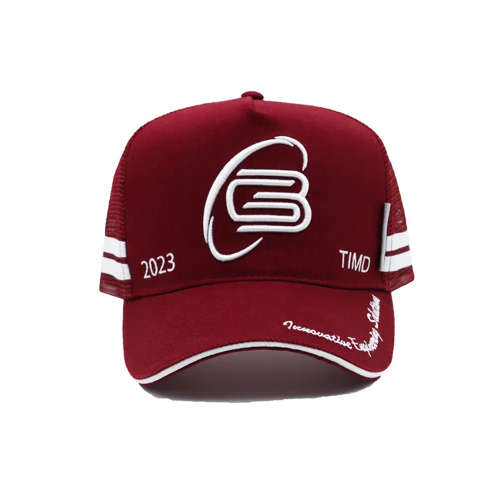 wholesale high profile embroidery trucker hats for boys and girls custom made 5 five panel trucker hats caps