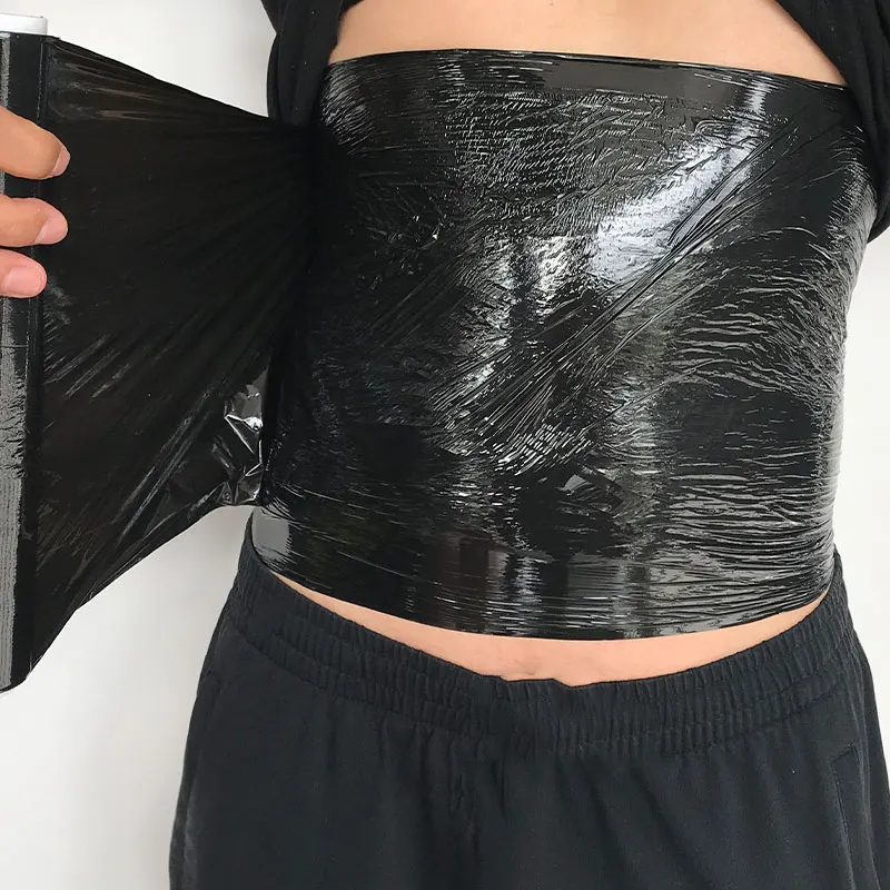 Hot Sale Private Label Slimming Body Black Plastic Wrap Weight Loss Burning Belly Stomach Fat Shaping Body Osmotic Wrap