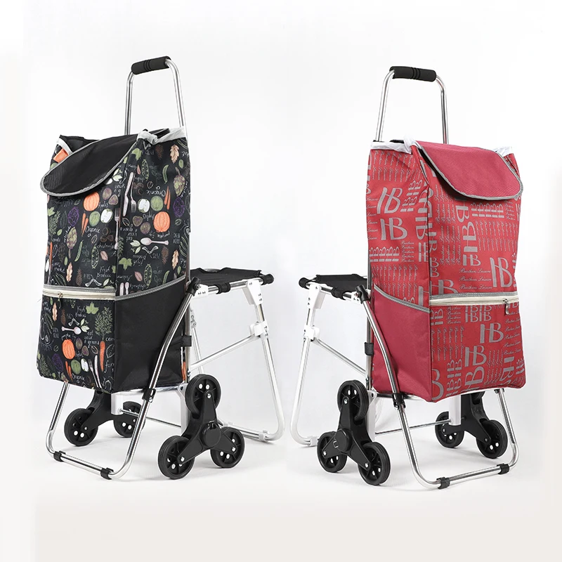 Custom Logo OEM/ODEM  folding shopping cart with seat folding shopping carts dual purpose folding shopping cart