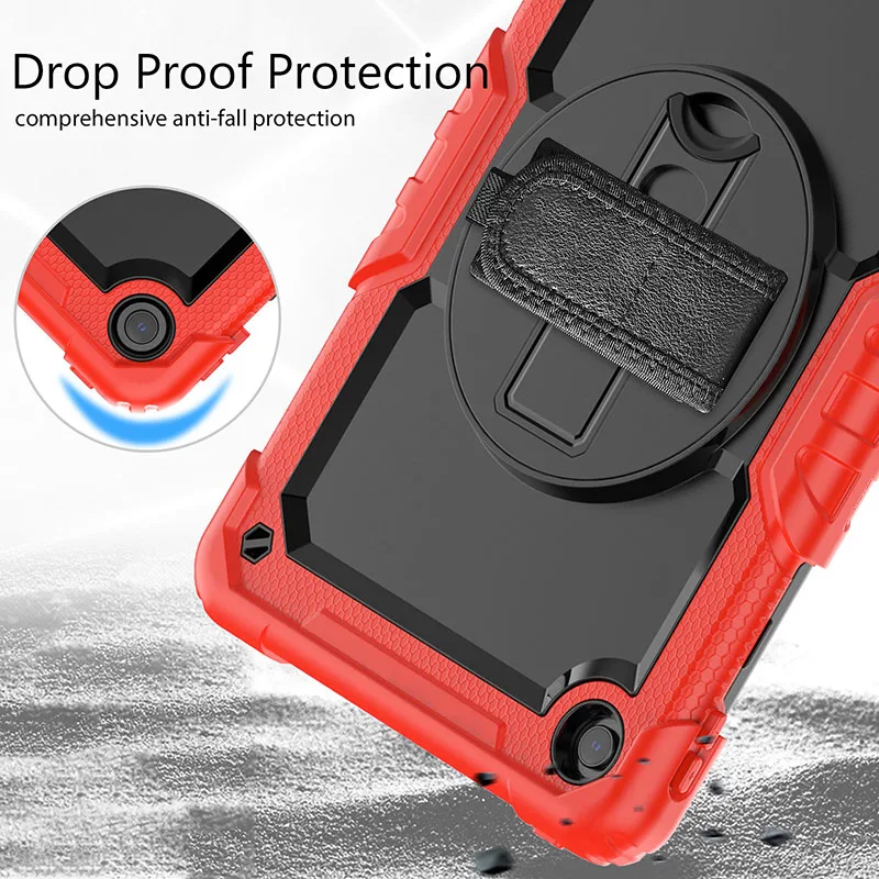 Shoulder hand strap rotating stand shockproof tablet case for Lenovo M10 Plus 3rd 10.6 inch TB-125F/128F 2022 protective cover