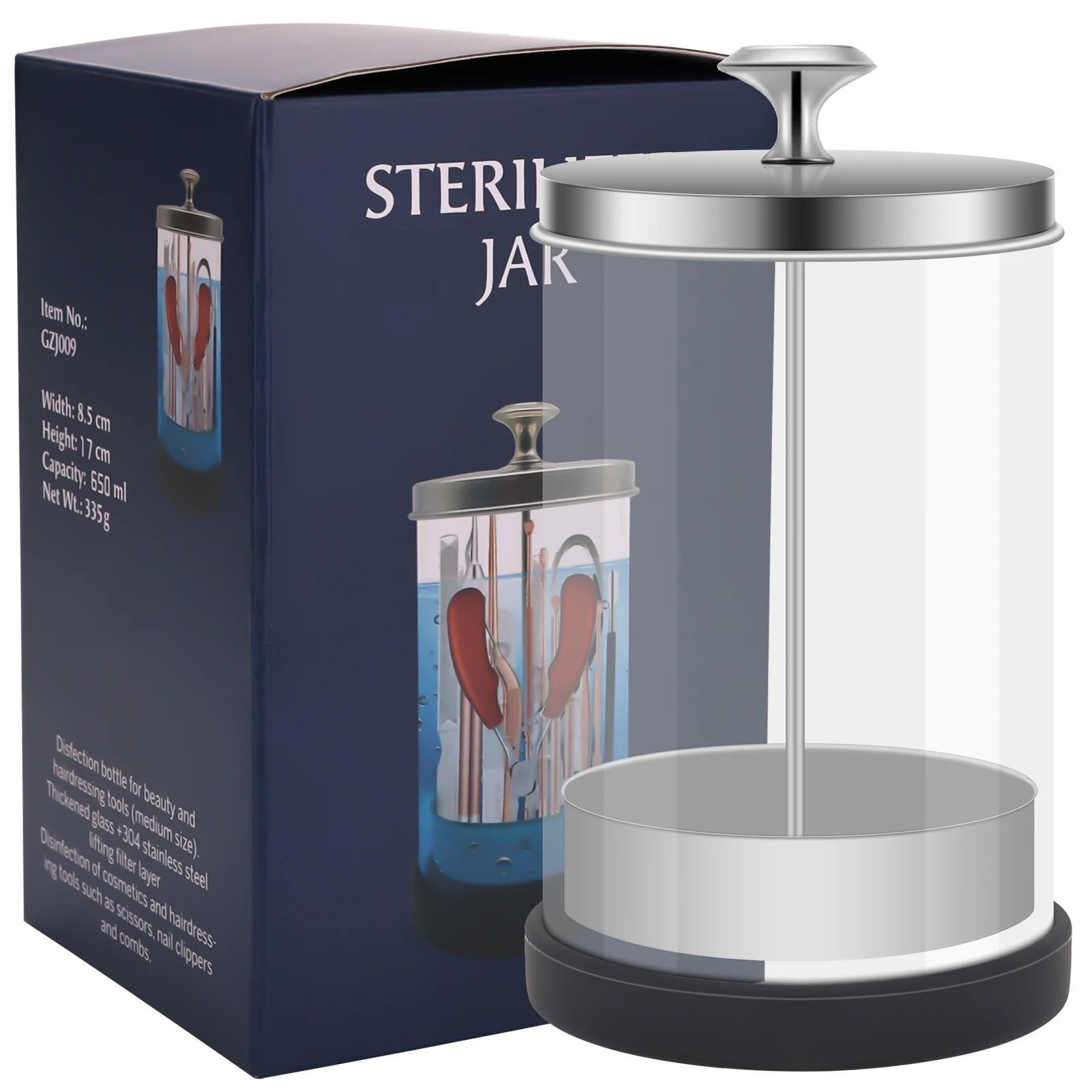 Barbers Salon Manicure equipment Hairdressing Tools Glass sterilizer Jar