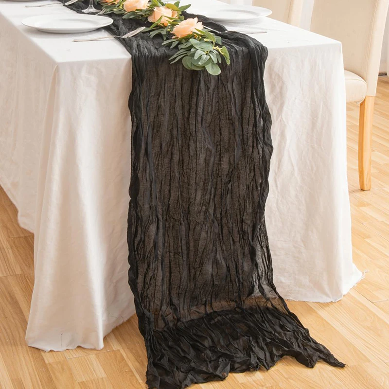 Colors 71inch long Cheese Cloth Boho Gauze Table Runner for Wedding Birthday Holiday Party Rustic Sheer Table Decorations