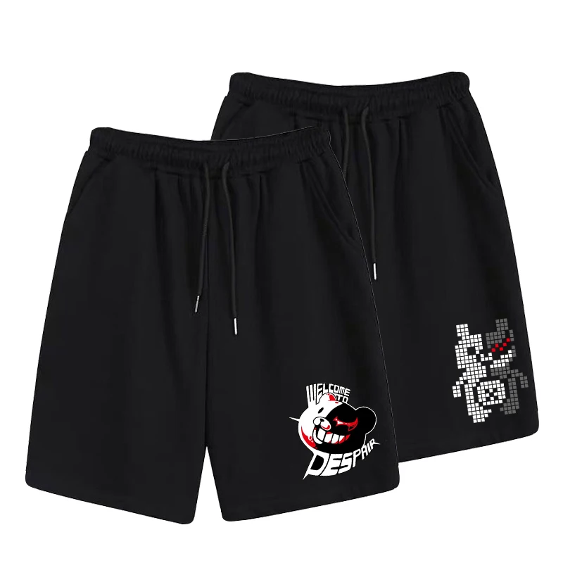 
Black and white bear bullets on broken shorts casual home pants summer sports beach shorts animation surrounding the second elem 