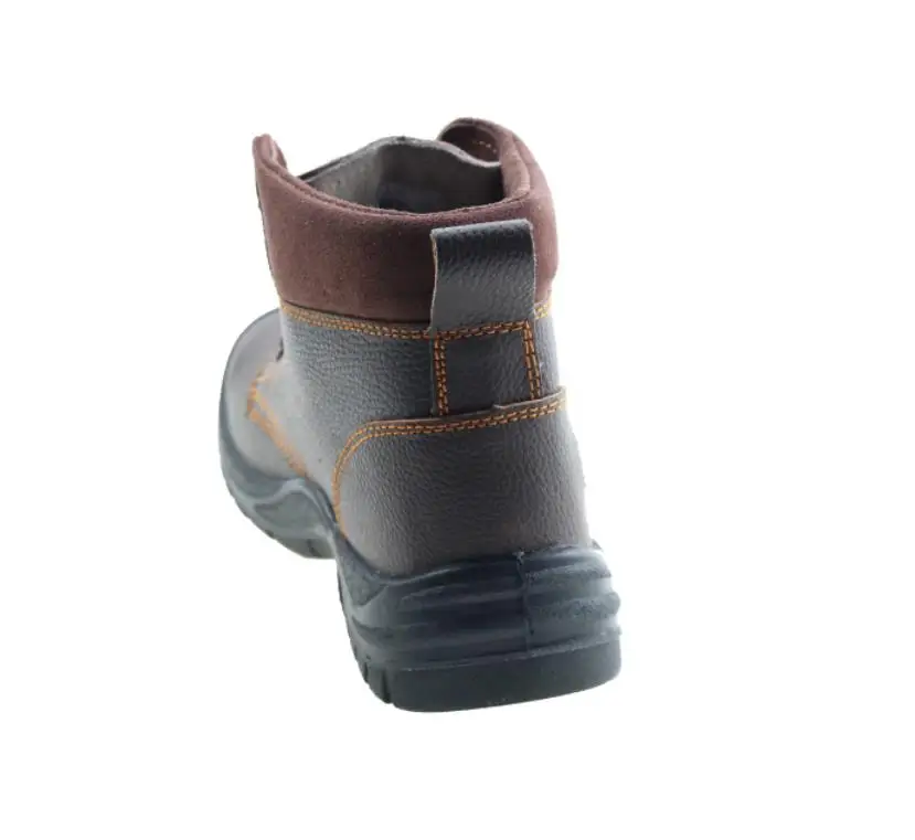 Construction boots Brown genuine leather steel toe non slip industrial men safety shoes