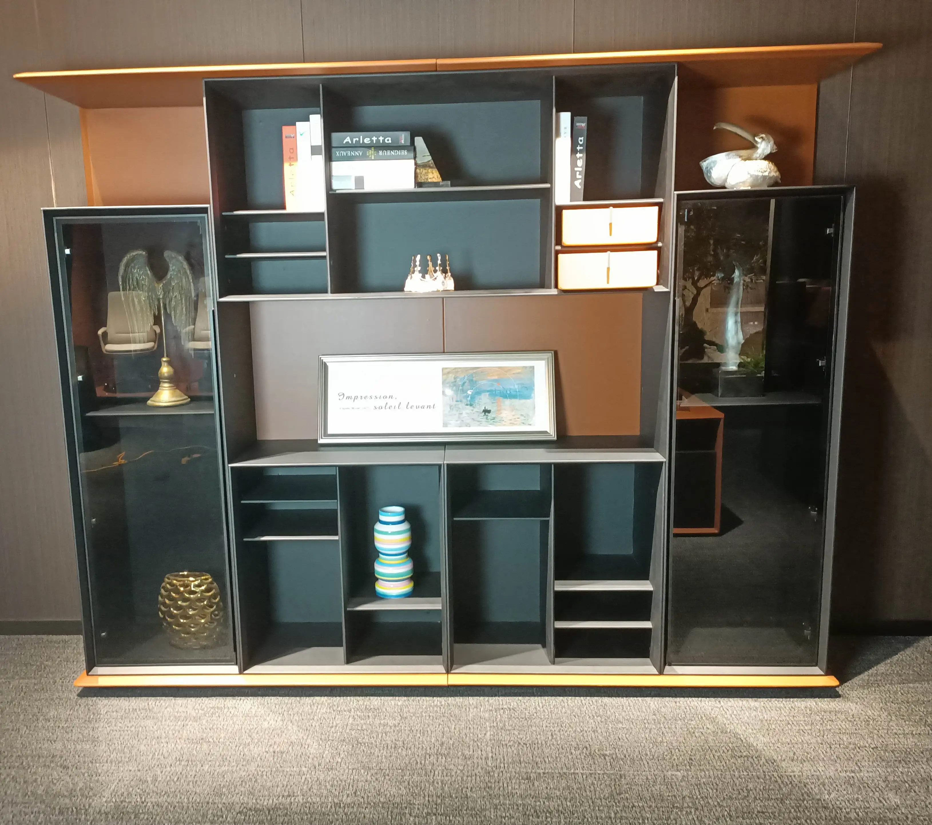 Офисная мебель шкаф для хранения F-79-B деревянный книжный дизайн с